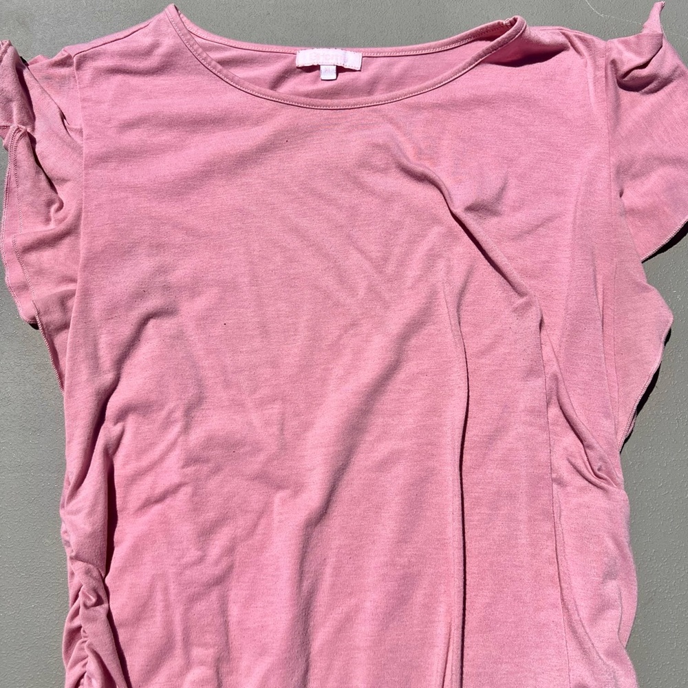 Ruffle sleeve maternity shirt
